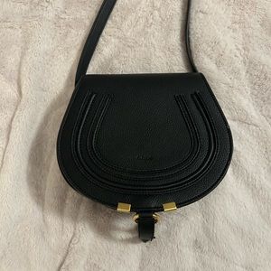 Chloe. Marcie Small Saddle Bag (black leather bag with dust bag)